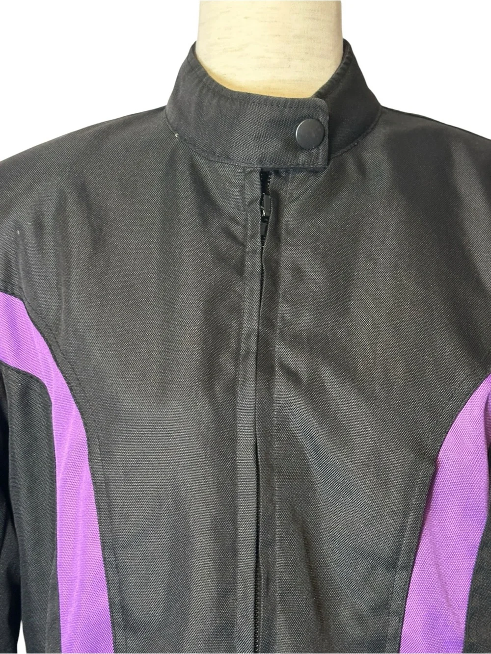 Vance Textiles Black Purple Moto Biker Jacket Lace Up Sides Y2K Cyber Large - Picture 3 of 14